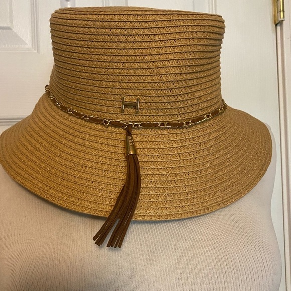 Halston Heritage Tan and Brown Wide Brim Hat